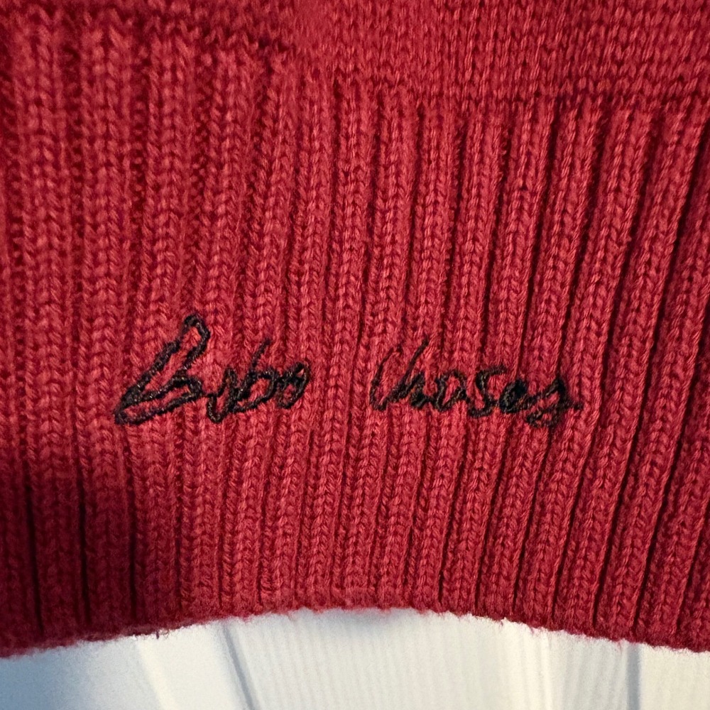 Bobo Choses Womens Organic Cotton Striped Knit Sweater Burgundy Green Blue S - Picture 5 of 9